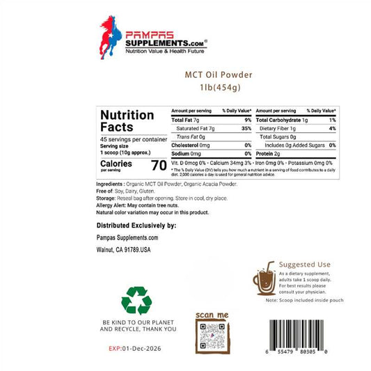 Pampas Supplements MCT Oil Powder 1 Pound